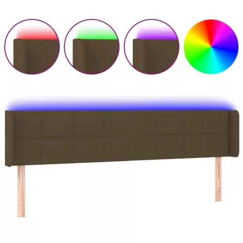 Sötétbarna szövet LED-es fejtámla 163 x 16 x 78/88 cm