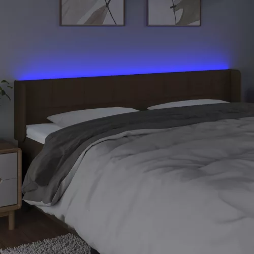Sötétbarna szövet LED-es fejtámla 163 x 16 x 78/88 cm