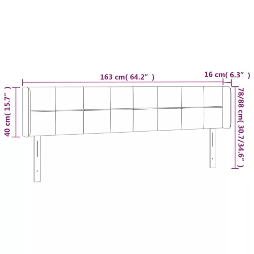 Sötétbarna szövet LED-es fejtámla 163 x 16 x 78/88 cm