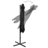 Fekete konzolos napernyő rúddal és LED-fényekkel 250 cm