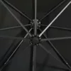 Fekete konzolos napernyő rúddal és LED-fényekkel 250 cm