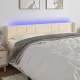 Krémszínű szövet LED-es fejtámla 183 x 16 x 78/88 cm