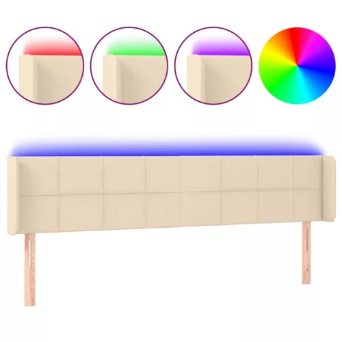 Krémszínű szövet LED-es fejtámla 183 x 16 x 78/88 cm