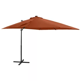   Terrakotta konzolos napernyő rúddal és LED-fényekkel 250 cm