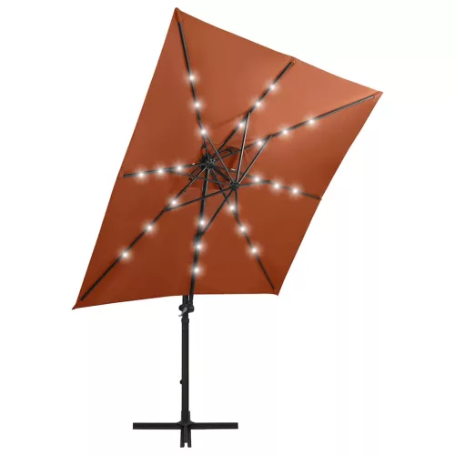 Terrakotta konzolos napernyő rúddal és LED-fényekkel 250 cm