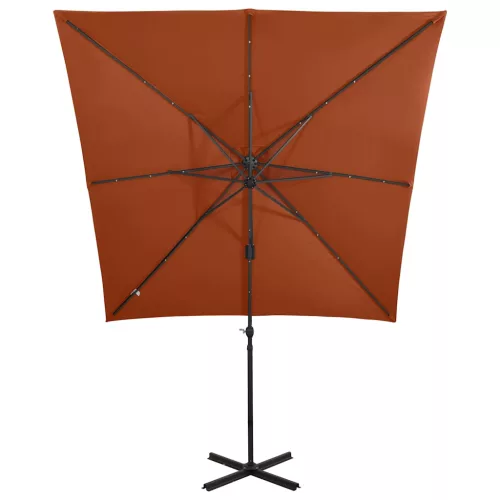 Terrakotta konzolos napernyő rúddal és LED-fényekkel 250 cm