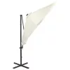 Homokszínű konzolos napernyő rúddal és LED-fényekkel 250 cm