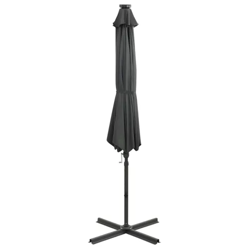 Antracitszürke konzolos napernyő rúddal és LED-fényekkel 300 cm