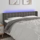 Szürke műbőr LED-es fejtámla 183x16x78/88 cm