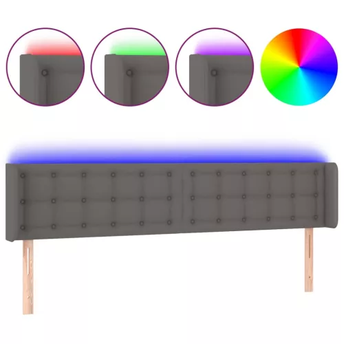 Szürke műbőr LED-es fejtámla 183x16x78/88 cm