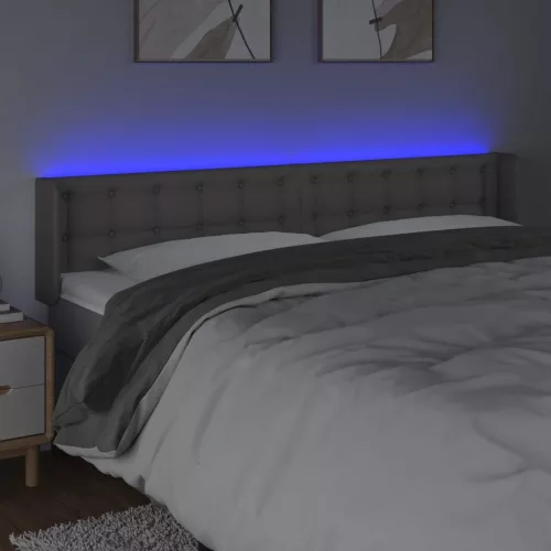 Szürke műbőr LED-es fejtámla 183x16x78/88 cm