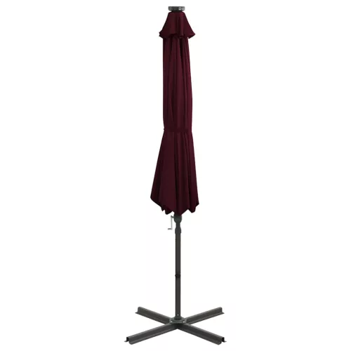 Bordó konzolos napernyő rúddal és LED-fényekkel 300 cm