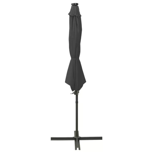 Antracitszürke konzolos napernyő rúddal és LED-fényekkel 300 cm