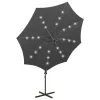 Antracitszürke konzolos napernyő rúddal és LED-fényekkel 300 cm