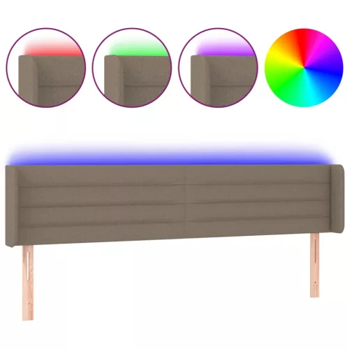 Tópszínű szövet LED-es fejtámla 183 x 16 x 78/88 cm