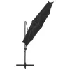 Fekete konzolos napernyő rúddal és LED-fényekkel 300 cm