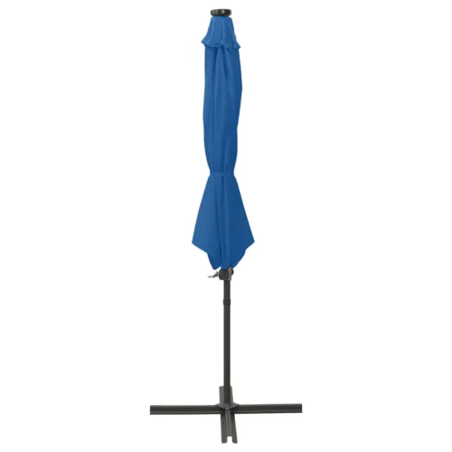 Azúrkék konzolos napernyő rúddal és LED-fényekkel 300 cm