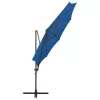 Azúrkék konzolos napernyő rúddal és LED-fényekkel 300 cm