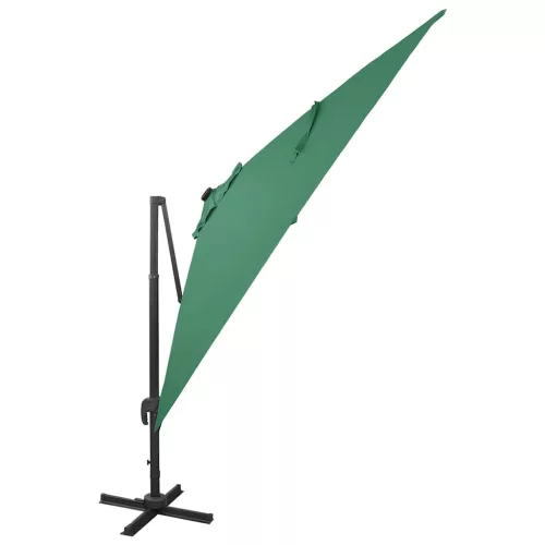 Zöld konzolos napernyő rúddal és LED-fényekkel 300 cm