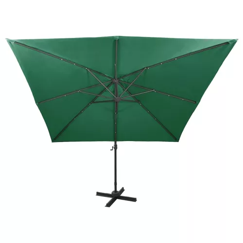Zöld konzolos napernyő rúddal és LED-fényekkel 300 cm