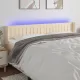 Krémszínű szövet LED-es fejtámla 163 x 16 x 78/88 cm