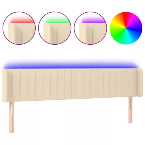 Krémszínű szövet LED-es fejtámla 163 x 16 x 78/88 cm