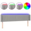 Világosszürke szövet LED-es fejtámla 203 x 16 x 78/88 cm
