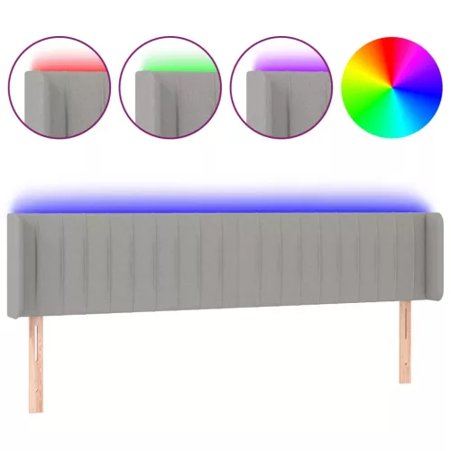 Világosszürke szövet LED-es fejtámla 203 x 16 x 78/88 cm