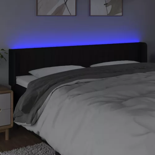 Fekete szövet LED-es fejtámla 203 x 16 x 78/88 cm