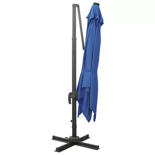 Azúrkék konzolos napernyő rúddal és LED-fényekkel 300 cm