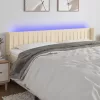 Krémszínű szövet LED-es fejtámla 203 x 16 x 78/88 cm