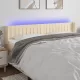 Krémszínű szövet LED-es fejtámla 203 x 16 x 78/88 cm