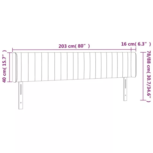 Krémszínű szövet LED-es fejtámla 203 x 16 x 78/88 cm