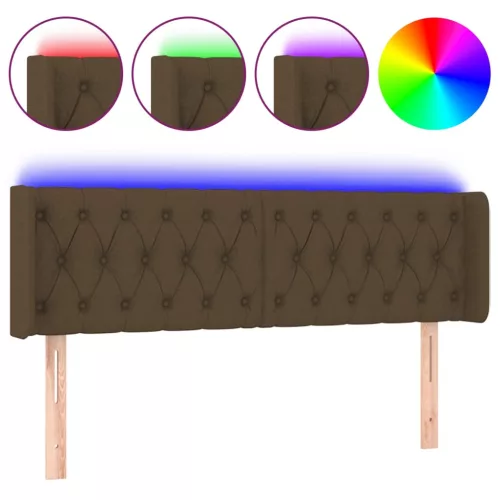 Sötétbarna szövet LED-es fejtámla 147 x 16 x 78/88 cm