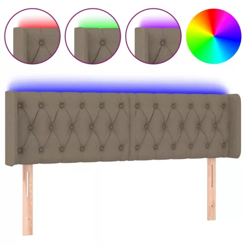 Tópszínű szövet LED-es fejtámla 147 x 16 x 78/88 cm