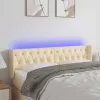 Krémszínű szövet LED-es fejtámla 147 x 16 x 78/88 cm