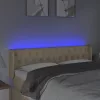Krémszínű szövet LED-es fejtámla 147 x 16 x 78/88 cm