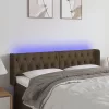 Sötétbarna szövet LED-es fejtámla 163 x 16 x 78/88 cm