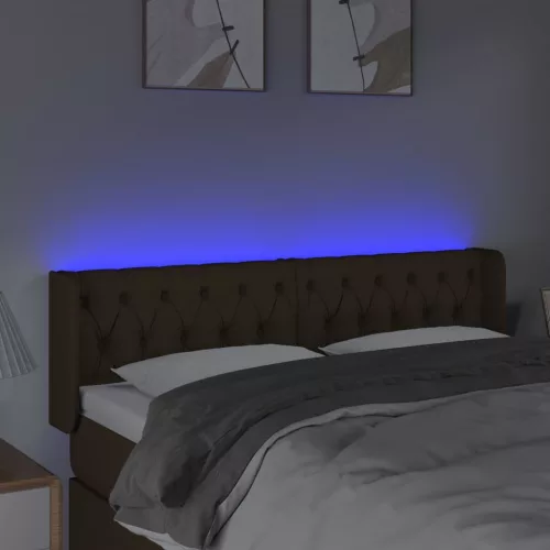 Sötétbarna szövet LED-es fejtámla 163 x 16 x 78/88 cm