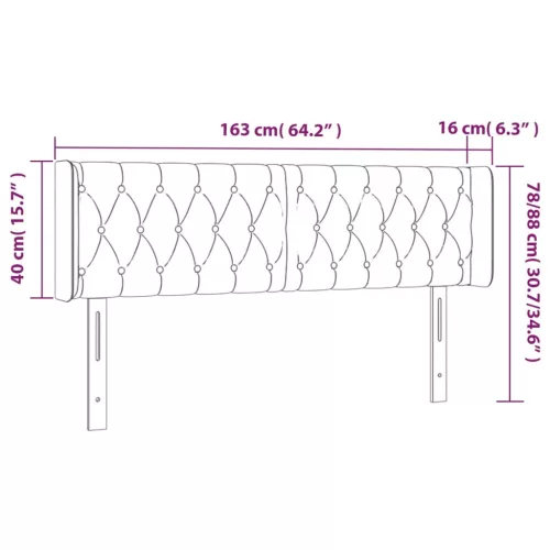Sötétbarna szövet LED-es fejtámla 163 x 16 x 78/88 cm