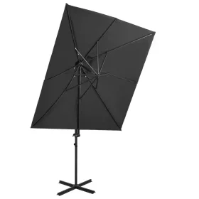   Antracitszürke dupla tetejű konzolos napernyő 250 x 250 cm