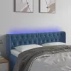 Sötétkék bársony LED-es fejtámla 147 x 16 x 78/88 cm