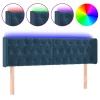 Sötétkék bársony LED-es fejtámla 147 x 16 x 78/88 cm