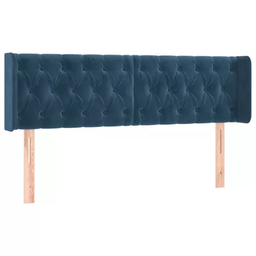 Sötétkék bársony LED-es fejtámla 147 x 16 x 78/88 cm