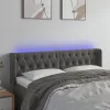 Sötétszürke bársony LED-es fejtámla 163 x 16 x 78/88 cm