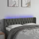 Sötétszürke bársony LED-es fejtámla 163 x 16 x 78/88 cm