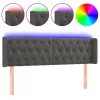 Sötétszürke bársony LED-es fejtámla 163 x 16 x 78/88 cm