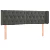 Sötétszürke bársony LED-es fejtámla 163 x 16 x 78/88 cm