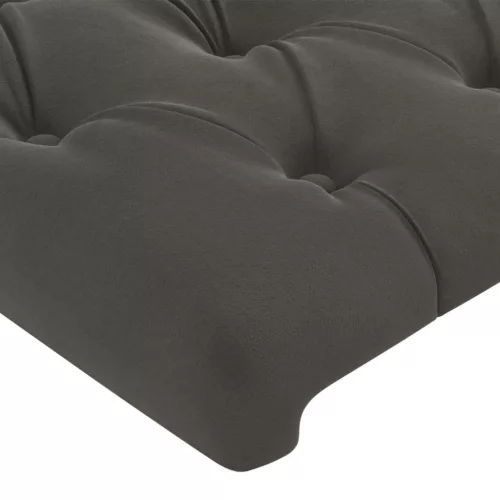 Sötétszürke bársony LED-es fejtámla 163 x 16 x 78/88 cm