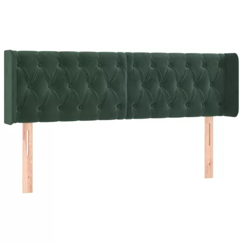 Sötétzöld bársony LED-es fejtámla 163 x 16 x 78/88 cm